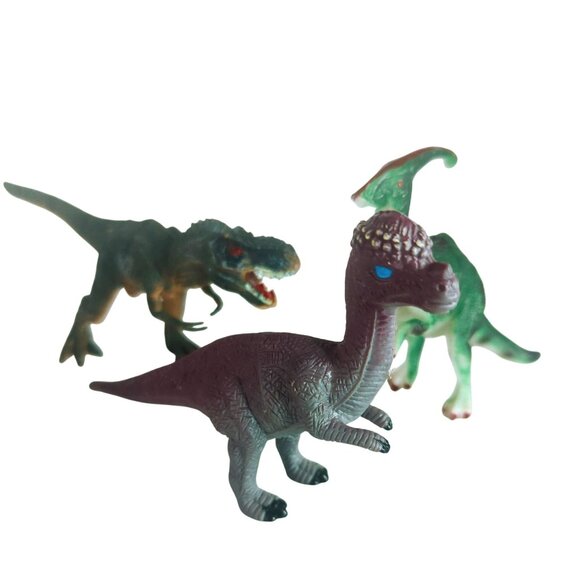 Set Of 4 Mini Dinosaur Figures T-Rex Triceratops Brachiosaurus Parasaurolophus - Picture 3 of 4